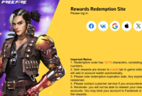 Tampilan halaman penukaran kode redeem Free Fire melalui situs resmi Garena reward.ff.garena.com