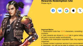 Tampilan halaman penukaran kode redeem Free Fire melalui situs resmi Garena reward.ff.garena.com