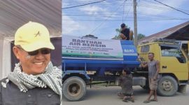 Penyaluran bantuan tangki air bersih PT Tren Gen Horizon di Aceh Tamiang.