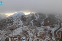 Area Trojena di Arab Saudi diselimuti salju (Saudi Press Agency via Arab News)

