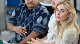 Aktris Film Dewasa Bonnie Blue (ANTARA FOTO/Fikri Yusuf)

