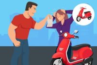 Ilustrasi tindakan intimidasi oleh debt collector saat mencoba menarik sepeda motor milik debitur.