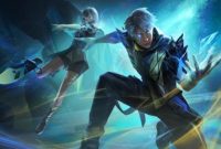 Dua karakter Free Fire tampil dengan efek visual futuristik dan kekuatan energi saat beraksi di medan pertempuran.