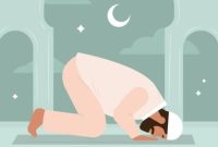 Ilustrasi sholat tahajud yang dikerjakan seorang muslim pada malam hari sebagai ibadah sunnah.
