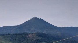 Pendaki melintas di jalur Gunung Talang yang kembali dibuka dengan pembatasan.