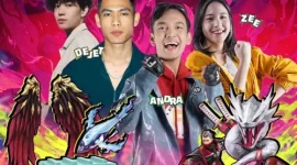 Poster event Berburu Item Kutukan Free Fire yang menghadirkan diskon hingga 100% melalui livestream di YouTube Andra ST.