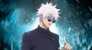 Gojo Satoru dari Jujutsu Kaisen dengan mata tertutup dan ekspresi percaya diri, Kode Redeem