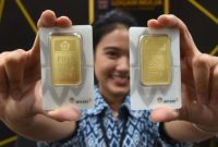 Emas Antam. Harga emas Antam hari ini. Harga Antam hari ini. Harga emas hari ini.(ANTARA FOTO/Indrianto Eko Suwarso/Spt)

