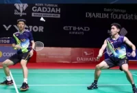 Fajar/Fikri menghadapi Raymond/Joaquin pada perempat final ganda putra Indonesia Masters 2026 di Istora Gelora Bung Karno, Jakarta.
