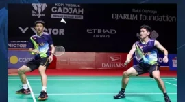 Fajar/Fikri menghadapi Raymond/Joaquin pada perempat final ganda putra Indonesia Masters 2026 di Istora Gelora Bung Karno, Jakarta.