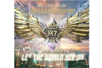 Poster M7 MLBB 2026 menampilkan logo turnamen dengan sayap emas di atas kota Jakarta, Indonesia.