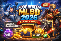 Ilustrasi kode redeem MLBB 2026 dengan hadiah skin gratis.