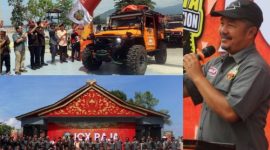 Bupati Kerinci Monadi melepas rombongan offroader IOX Raja 2026 di Dermaga Danau Kerinci. (foto Kerinci satu)
