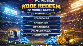 Banner kode redeem FC Mobile Garena 30 Januari 2026 dengan hadiah eksklusif.
