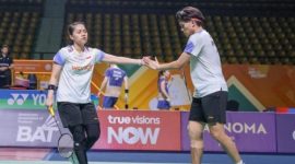 Adnan Maulana/Indah Cahya Sari Jamil beraksi saat mengalahkan pasangan Jepang di semifinal Thailand Masters 2026.