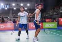 Apriyani Rahayu dan Siti Fadia Silva Ramadhanti menjalani pertandingan di Istora GBK pada ajang Indonesia Masters 2026.