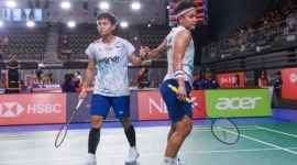 Apriyani Rahayu dan Siti Fadia Silva Ramadhanti menjalani pertandingan di Istora GBK pada ajang Indonesia Masters 2026.