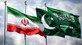 Bendera negara-negara yang tergabung dalam poros baru berkibar sebagai simbol pergeseran kekuatan geopolitik global.