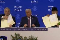 Presiden Prabowo Subianto menghadiri perkenalan Dewan Perdamaian Gaza bentukan Presiden AS Donald Trump. (Dok YouTube AP)