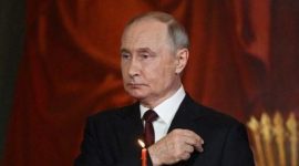 Presiden Rusia Vladimir Putin menerima Sekretaris Dewan Keamanan Nasional Tertinggi Iran, Ali Larijani, di Kremlin, Moskow.