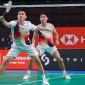 Raymond Indra/Nikolaus Joaquin tampil solid saat menghadapi pasangan Prancis pada babak pertama Indonesia Masters 2026 di Istora Senayan, Jakarta.