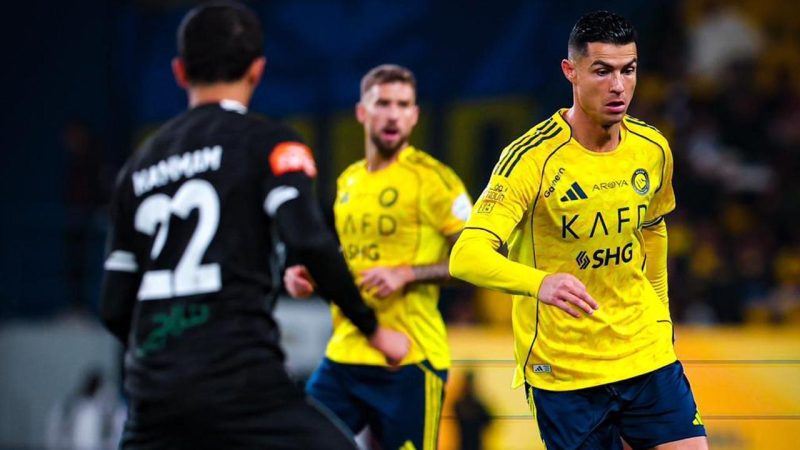 Aksi Cristiano ronaldo di laga Al Nassr vs Al Shabab, Liga Arab Saudi 2025/2026. (Official X Al Nassr)