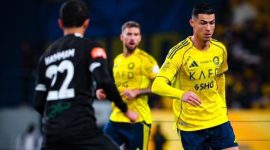 Aksi Cristiano ronaldo di laga Al Nassr vs Al Shabab, Liga Arab Saudi 2025/2026. (Official X Al Nassr)