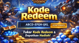 Ilustrasi Mobile Legends menampilkan kode redeem, karakter Layla dan Jawhead, serta peti berisi diamond dan koin emas. ( foto inbrita)