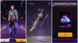 Pemain Free Fire memakai Prism Wings dan Katana Cosmic Core. (foto ist)