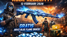 Ilustrasi kode redeem FF 12 Februari 2026 dengan hadiah AK47 Blue Flame Draco.( foto ist)