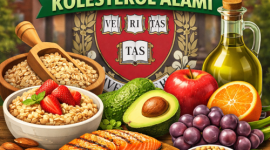 Makanan sehat penurun kolesterol dengan simbol jantung sehat ( foto ist)