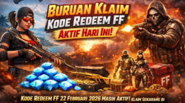 Ilustrasi karakter dan hadiah diamond dalam promo Kode Redeem Free Fire 22 Februari 2026 yang masih aktif hari ini.