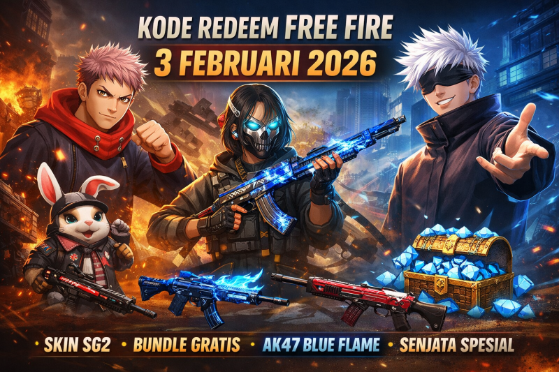 Kode Redeem FF 3 Februari 2026, skin dan senjata. (Foto inbrita)