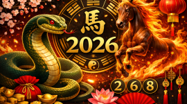 Ilustrasi Shio Ular 2026 dengan Kuda Api dan simbol fengshui.(foto ist)