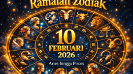 rediksi zodiak 10 Februari 2026 untuk Aries, Taurus, Gemini, hingga Pisces, dengan ilustrasi modern dan efek bintang. (foto ist)