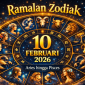 rediksi zodiak 10 Februari 2026 untuk Aries, Taurus, Gemini, hingga Pisces, dengan ilustrasi modern dan efek bintang. (foto ist)