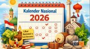 Ilustrasi kalender Nasional 2026 dengan libur Lebaran dan cuti bersama.