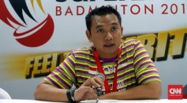 Kabid Binpres PBSI Eng Hian menjelaskan alasan penyegaran susunan pelatih ganda putra saat ditemui di Pelatnas Cipayung, Jakarta.