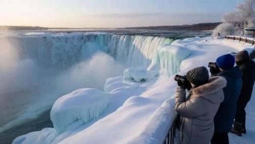 Air terjun Niagara membeku (Tangkapan layar/The News)