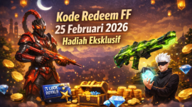 Ilustrasi promosi Free Fire menampilkan Skin Scorpio Crimson, Evo Gun Green Flame Draco, Gloo Wall Ramadan, dan hadiah eksklusif. ( foto chat gpt)