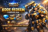 Ilustrasi Mobile Legends menampilkan Hilda dengan skin Guardian Battalion, lengkap dengan ikon diamond, bundle, dan hero fragment, serta tanggal kode redeem 7 Februari 2026. (ist)