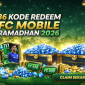 Promo 36 kode redeem FC Mobile Ramadhan 2026 dengan hadiah Player 117 dan ribuan Gems.