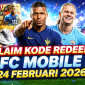 Kylian Mbappé dan Erling Haaland di stadion digital, menampilkan kode redeem FC Mobile 24 Februari 2026 dengan hadiah Gems, pemain, dan item langka. ( Foto ist)