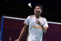 Pebulutangkis tunggal putra Indonesia Mohammad Zaki Ubaidillah merayakan kemenangan setelah memastikan gelar juara Thailand Masters 2026.