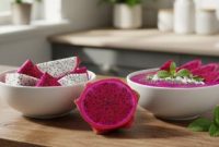 Buah naga kaya serat dan antioksidan yang baik untuk pencernaan, kulit, dan kesehatan jantung.