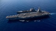 Berita internasional Kapal induk Amerika Serikat USS Gerald R. Ford bersiap berlayar ke Timur Tengah, meningkatkan tekanan militer terhadap Iran (Foto: VIA REUTERS/U.S. NAVAL FORCES CENTRAL COMMAND)