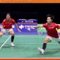 Ganda putri Indonesia, Amallia Cahaya Pratiwi/Siti Fadia Silva Ramadhanti, bersiap mengembalikan shuttlecock pada laga hari pertama German Open 2026 di Westenergie Sporthalle, Jerman, Selasa (24/2/2026).