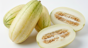 Buah timun suri segar dibelah dua dengan daging berwarna pucat