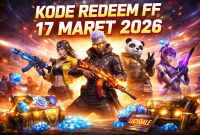 Ilustrasi karakter game Free Fire dengan hadiah kode redeem FF 17 Maret 2026 seperti skin senjata, bundle, dan diamond gratis. Sumber: Garena Free Fire / Ilustrasi AI