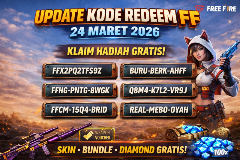 Ilustrasi kode redeem Free Fire 24 Maret 2026.